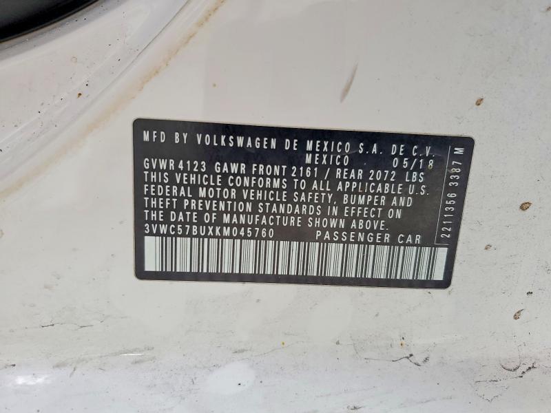 Продажа на аукционе авто 2019 Volkswagen Jetta, vin: 3VWC57BUXKM045760, номер лота: 65673906