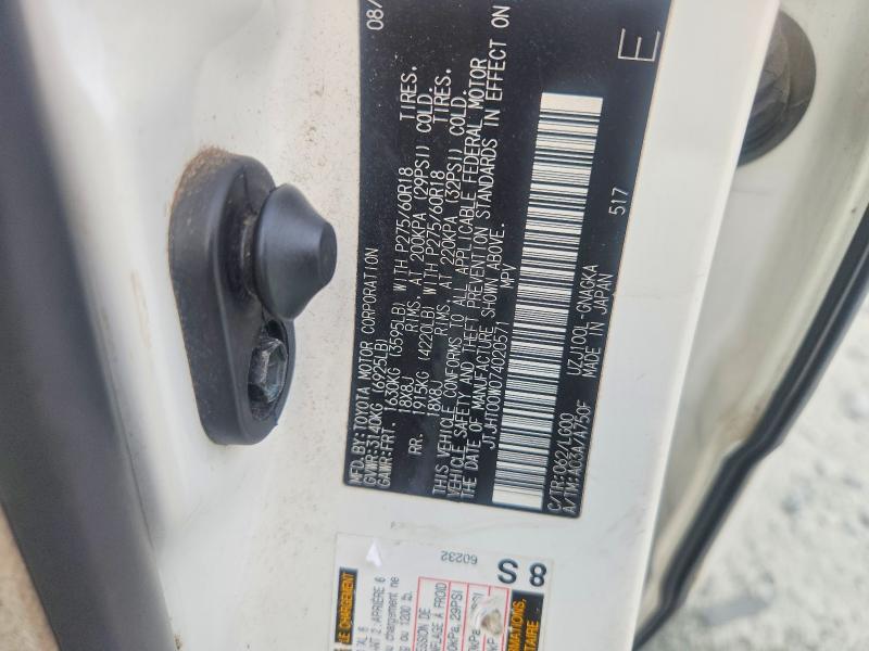 Aukcja sprzedaży 2007 Lexus Lx, vin: JTJHT00W074020571, numer aukcji: 64959246