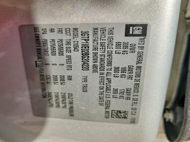 2011 Gmc Sierra მანქანა იყიდება აუქციონზე, vin: 3GTP1VE02BG204220, აუქციონის ნომერი: 63663096
