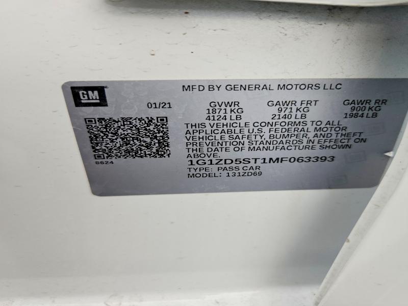 Aukcja sprzedaży 2021 Chevrolet Malibu, vin: 1G1ZD5ST1MF063393, numer aukcji: 66126626