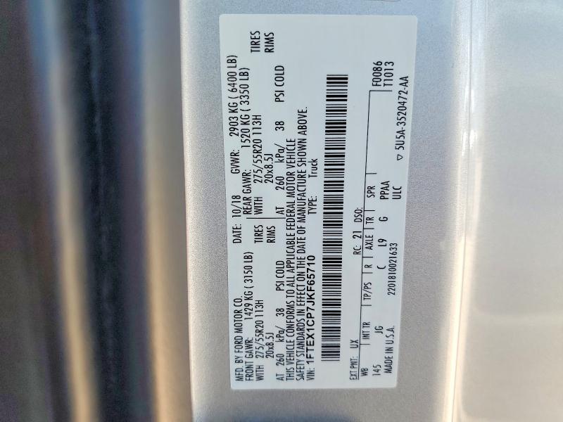 2018 Ford F150 მანქანა იყიდება აუქციონზე, vin: 1FTEX1CP7JKF65710, აუქციონის ნომერი: 66514636