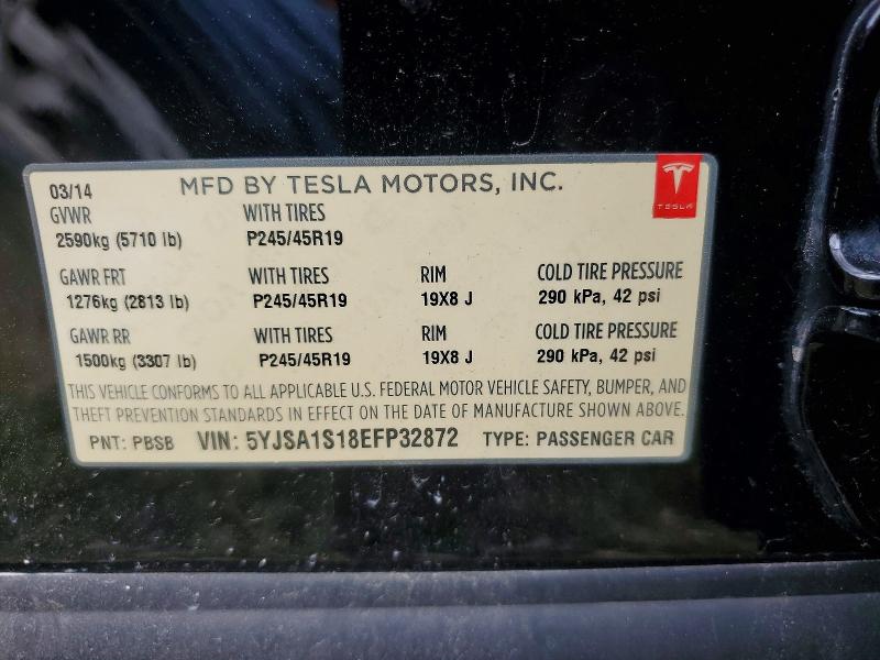 64022716 :رقم المزاد ، 5YJSA1S18EFP32872 vin ، 2014 Tesla Model S مزاد بيع