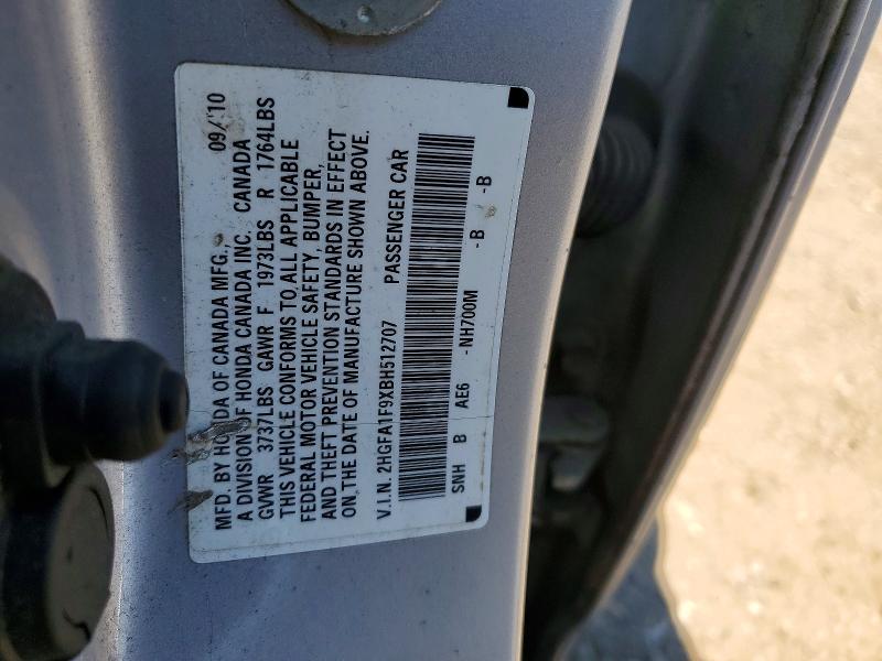 63541056 :رقم المزاد ، 2HGFA1F9XBH512707 vin ، 2011 Honda Civic مزاد بيع
