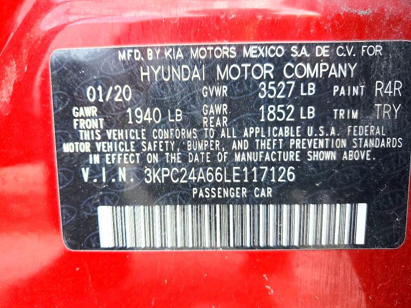 Продаж на аукціоні авто 2020 Hyundai Accent, vin: 3KPC24A66LE117126, номер лоту: 65508276