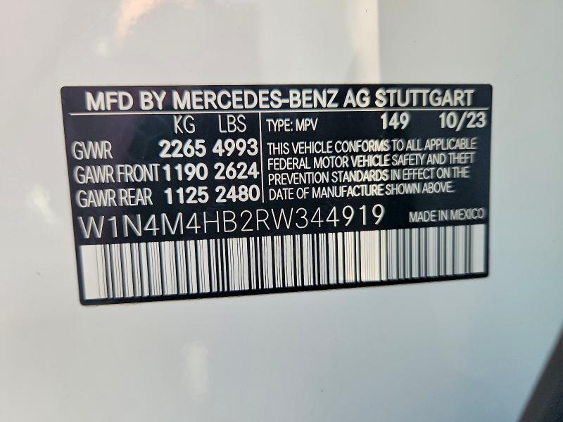 64317216 :رقم المزاد ، W1N4M4HB2RW344919 vin ، 2024 Mercedes-benz Glb مزاد بيع