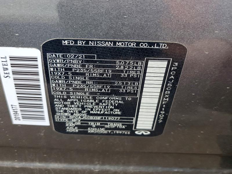 Продажа на аукционе авто 2021 Infiniti Qx50, vin: 3PCAJ5CBXMF119077, номер лота: 62434656