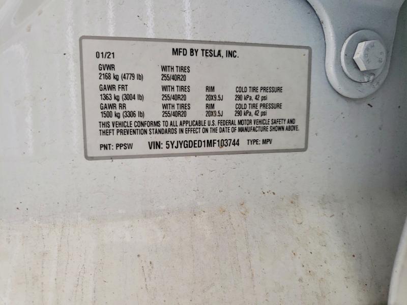 Aukcja sprzedaży 2021 Tesla Model Y, vin: 5YJYGDED1MF103744, numer aukcji: 65708436