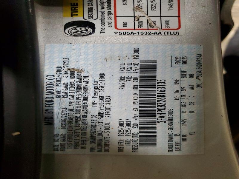Aukcja sprzedaży 2006 Ford Fusion, vin: 3FAHP08Z26R163135, numer aukcji: 63817476