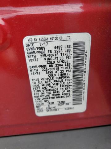 63725716 :رقم المزاد ، JN8AT2MT3HW403303 vin ، 2017 Nissan Rogue مزاد بيع