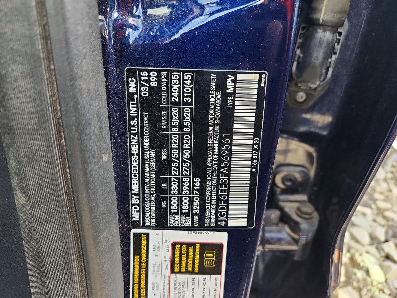 62876566 :رقم المزاد ، 4JGDF6EE3FA569561 vin ، 2015 Mercedes-benz Gl مزاد بيع