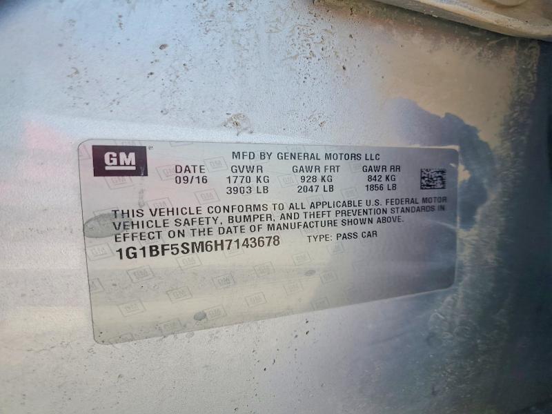 66588366 :رقم المزاد ، 1G1BF5SM6H7143678 vin ، 2017 Chevrolet Cruze مزاد بيع