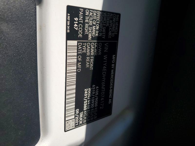 Aukcja sprzedaży 2021 Mercedes-benz Sprinter, vin: W1Y4EDHY6MT074172, numer aukcji: 62569896