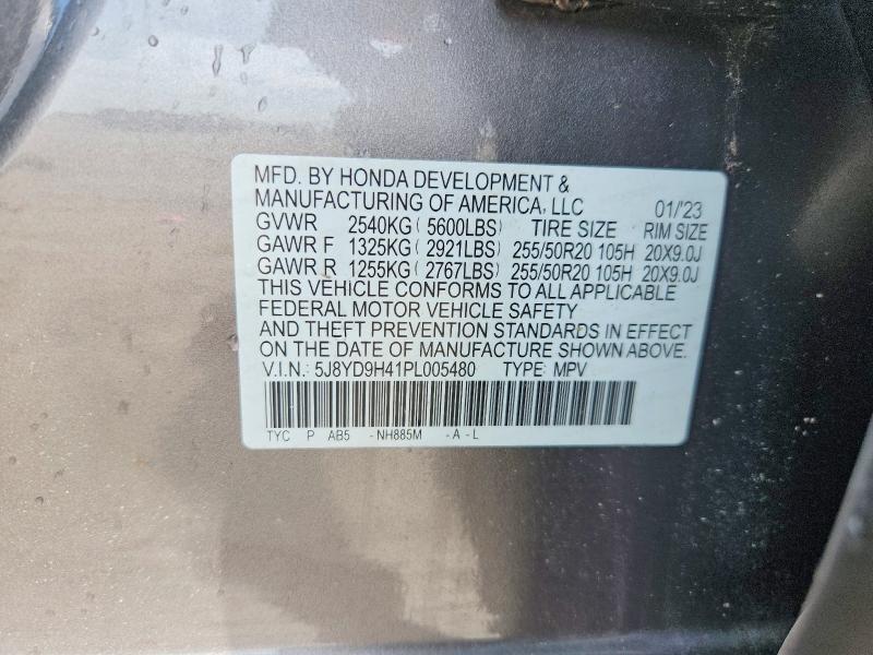2023 Acura Mdx მანქანა იყიდება აუქციონზე, vin: 5J8YD9H41PL005480, აუქციონის ნომერი: 64752106