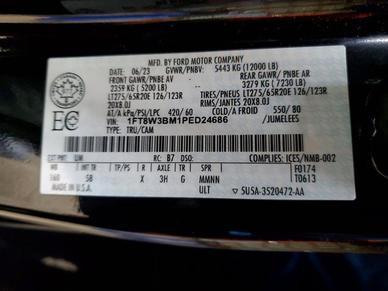2023 Ford F350 მანქანა იყიდება აუქციონზე, vin: 1FT8W3BM1PED24686, აუქციონის ნომერი: 64421946