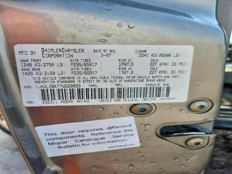 Aukcja sprzedaży 2007 Jeep Liberty, vin: 1J4GL58K77W669893, numer aukcji: 64501896