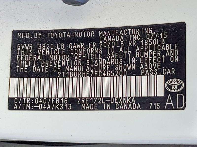 Aukcja sprzedaży 2015 Toyota Corolla, vin: 2T1BURHE7FC465200, numer aukcji: 64407186