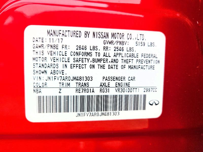 Продаж на аукціоні авто 2018 Infiniti Q50, vin: JN1FV7AR0JM481303, номер лоту: 64468596