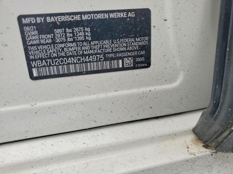Продаж на аукціоні авто 2022 Bmw 750, vin: WBA7U2C04NCH44975, номер лоту: 61765136