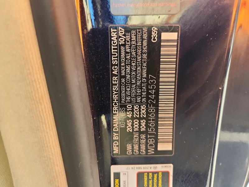 Aukcja sprzedaży 2008 Mercedes-benz Clk, vin: WDBTJ56H68F244537, numer aukcji: 65488336