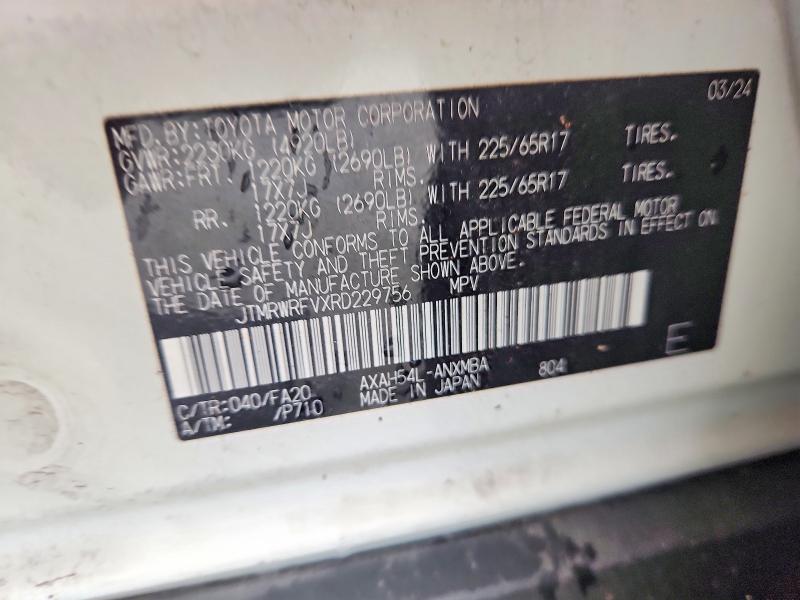 66709816 :رقم المزاد ، JTMRWRFVXRD229756 vin ، 2024 Toyota Rav4 Hybrid مزاد بيع