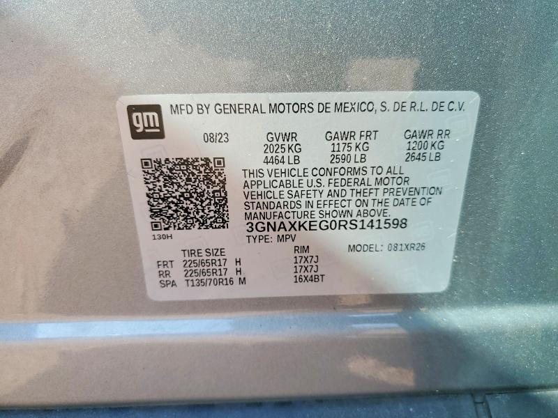 Продажа на аукционе авто 2024 Chevrolet Equinox, vin: 3GNAXKEG0RS141598, номер лота: 64031146