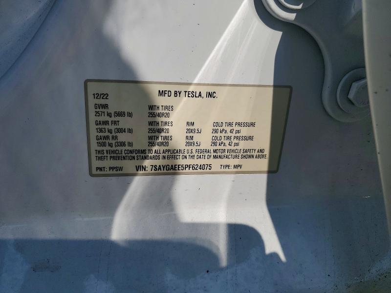 Aukcja sprzedaży 2023 Tesla Model Y, vin: 7SAYGAEE5PF624075, numer aukcji: 63430496