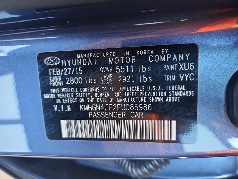 Продажа на аукционе авто 2015 Hyundai Genesis, vin: KMHGN4JE2FU085986, номер лота: 64160616