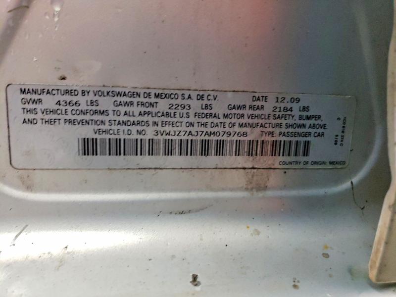 Продажа на аукционе авто 2010 Volkswagen Jetta, vin: 3VWJZ7AJ7AM079768, номер лота: 64932866