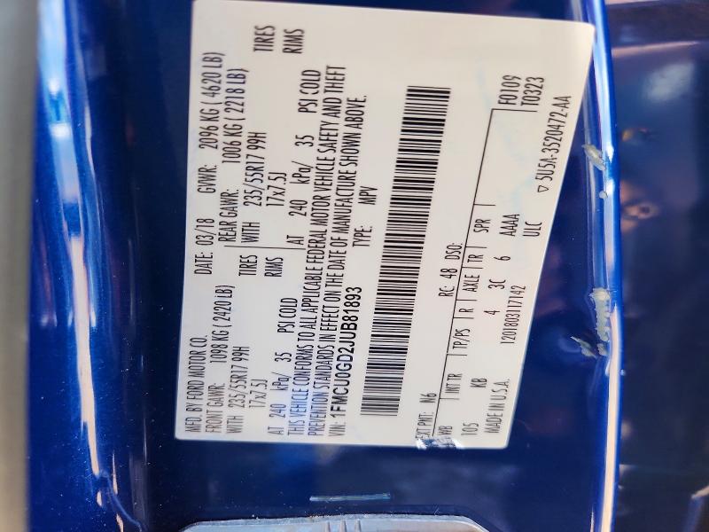 Aukcja sprzedaży 2018 Ford Escape, vin: 1FMCU0GD2JUB81893, numer aukcji: 65111576