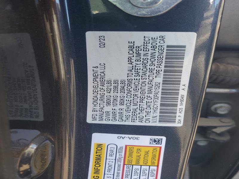 Aukcja sprzedaży 2023 Honda Accord, vin: 1HGCY1F30PA015262, numer aukcji: 64985886