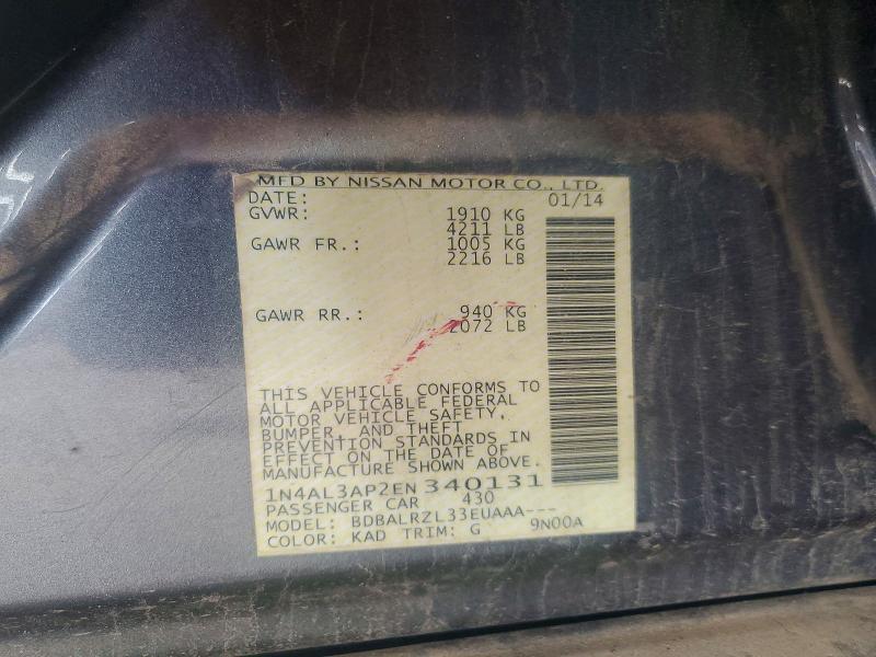 Продаж на аукціоні авто 2014 Nissan Altima, vin: 1N4AL3AP2EN340131, номер лоту: 65653936