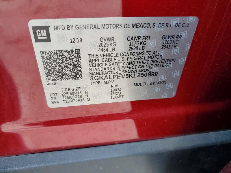 63576556 :رقم المزاد ، 3GKALPEV5KL250899 vin ، 2019 Gmc Terrain مزاد بيع