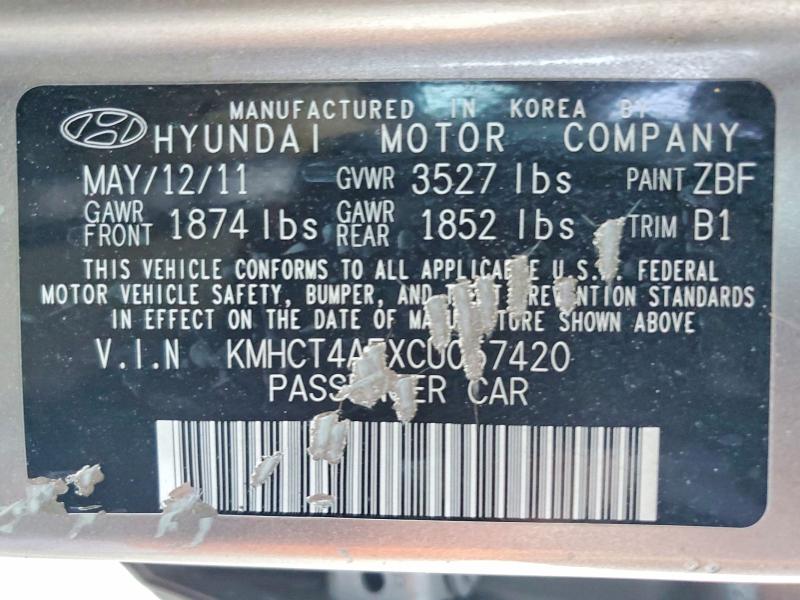 65484586 :رقم المزاد ، KMHCT4AEXCU057420 vin ، 2012 Hyundai Accent مزاد بيع