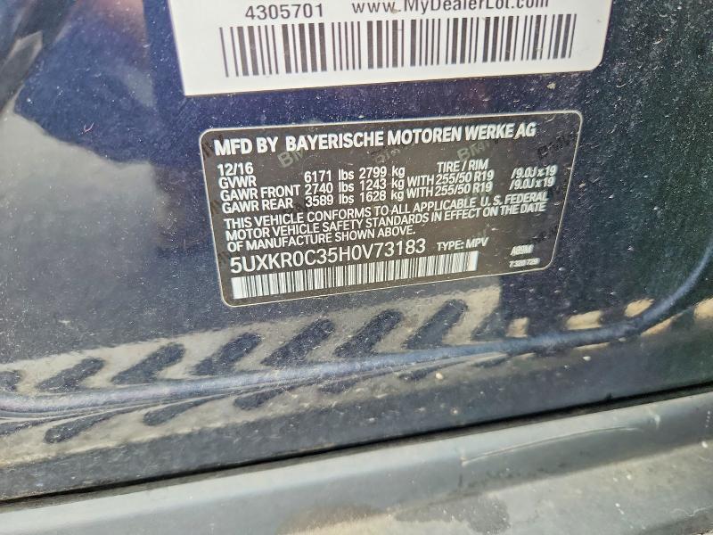 64718336 :رقم المزاد ، 5UXKR0C35H0V73183 vin ، 2017 Bmw X5 مزاد بيع