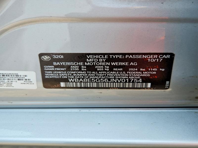 Aukcja sprzedaży 2018 Bmw 320, vin: WBA8E5G56JNV01754, numer aukcji: 63661406