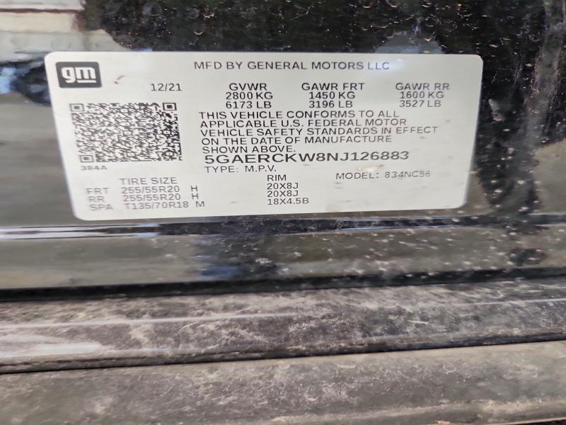 Aukcja sprzedaży 2022 Buick Enclave, vin: 5GAERCKW8NJ126883, numer aukcji: 65182686