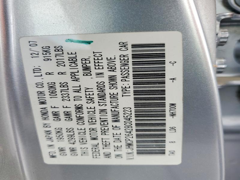 Продаж на аукціоні авто 2008 Honda Accord, vin: JHMCP26428C045223, номер лоту: 67014816