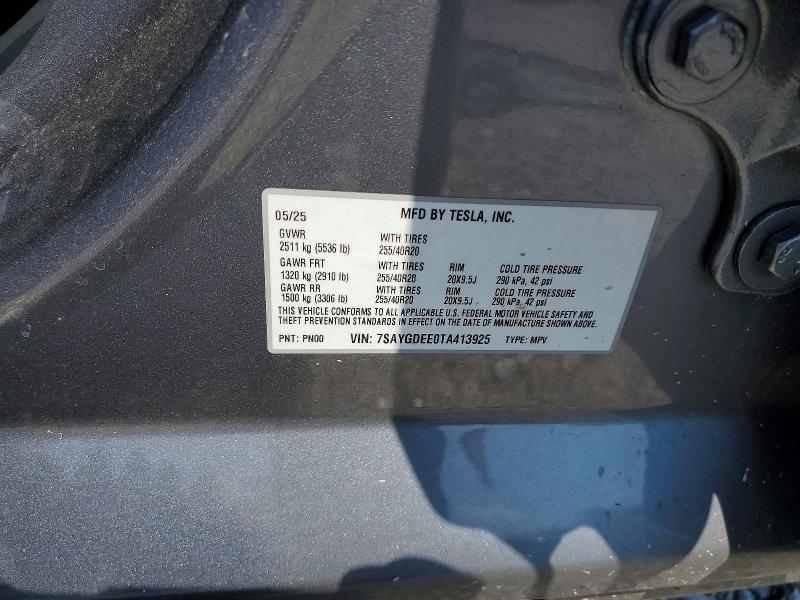 Продажа на аукционе авто 2026 Tesla Model Y, vin: 7SAYGDEE0TA413925, номер лота: 65014696