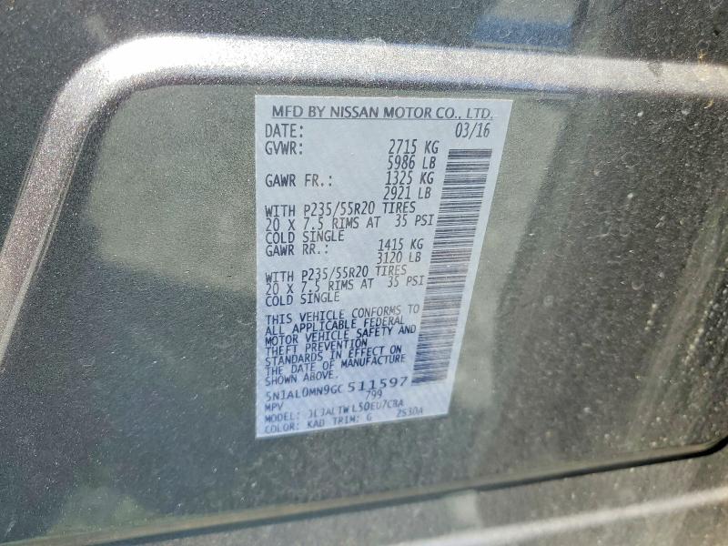 Aukcja sprzedaży 2016 Infiniti Qx60, vin: 5N1AL0MN9GC511597, numer aukcji: 66310576
