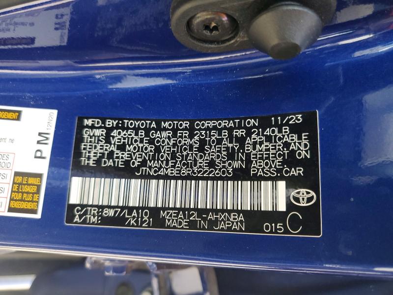 2024 Toyota Corolla მანქანა იყიდება აუქციონზე, vin: JTNC4MBE8R3222603, აუქციონის ნომერი: 66384286