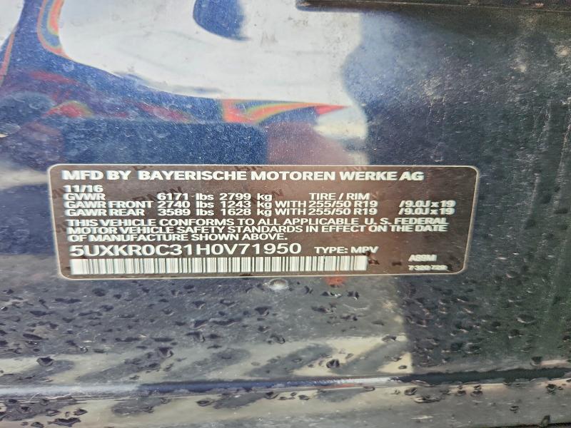 2017 Bmw X5 მანქანა იყიდება აუქციონზე, vin: 5UXKR0C31H0V71950, აუქციონის ნომერი: 64185016