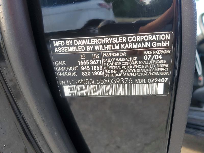 66046296 :رقم المزاد ، 1C3AN55L65X039376 vin ، 2005 Chrysler Crossfire مزاد بيع