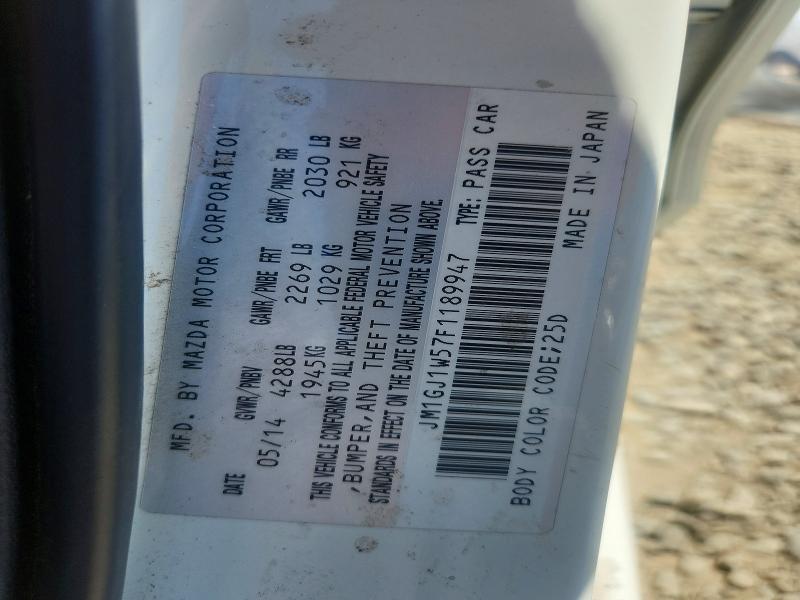 65513216 :رقم المزاد ، JM1GJ1W57F1189947 vin ، 2015 Mazda 6 مزاد بيع