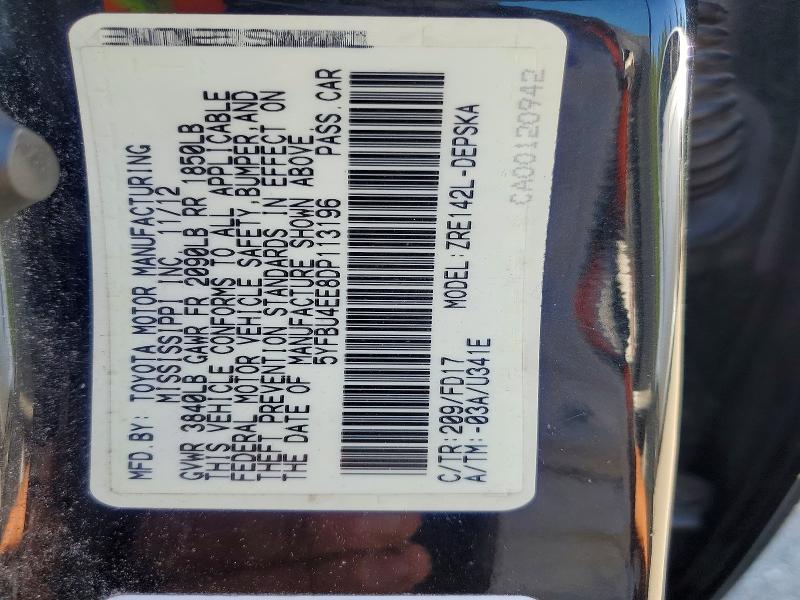 64826086 :رقم المزاد ، 5YFBU4EE8DP113196 vin ، 2013 Toyota Corolla مزاد بيع