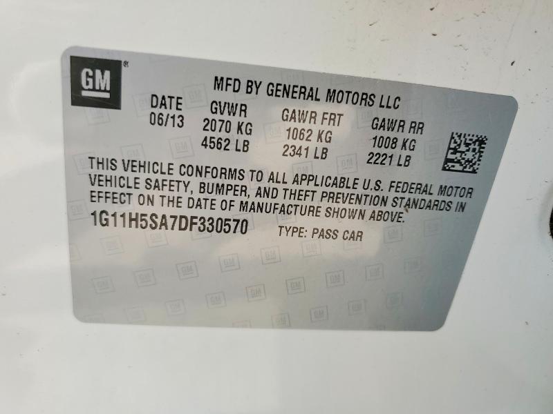 66224506 :رقم المزاد ، 1G11H5SA7DF330570 vin ، 2013 Chevrolet Malibu مزاد بيع