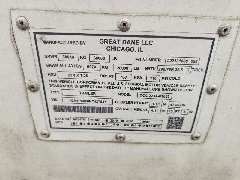 Продажа на аукционе авто 2021 Great Dane Trailers Trailer, vin: 1GR1P0628NT427527, номер лота: 61909866