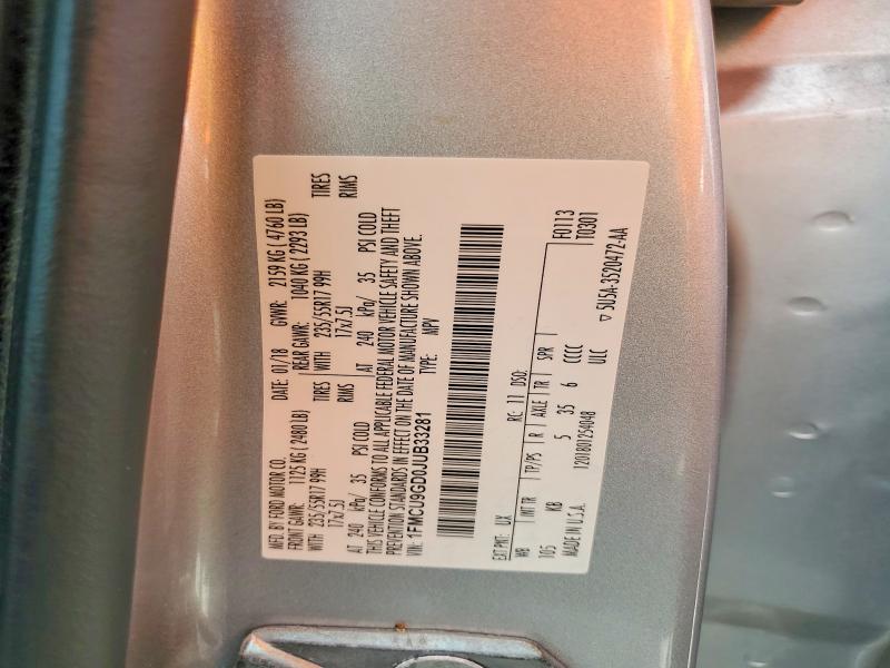 Продажа на аукционе авто 2018 Ford Escape, vin: 1FMCU9GD0JUB33281, номер лота: 64100946