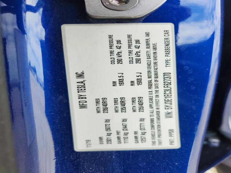 Aukcja sprzedaży 2020 Tesla Model 3, vin: 5YJ3E1EC3LF627370, numer aukcji: 63721046