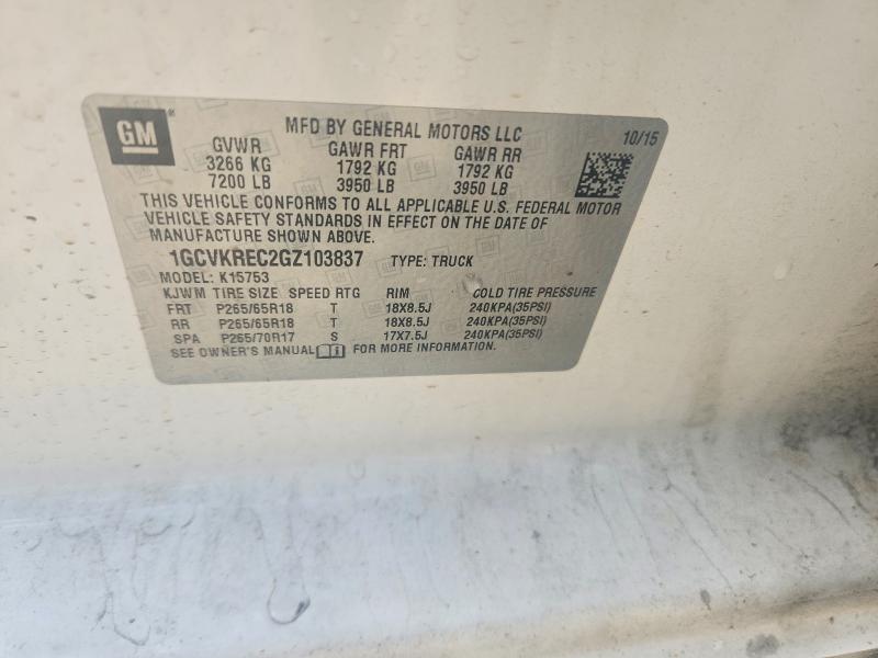 2016 Chevrolet Silverado მანქანა იყიდება აუქციონზე, vin: 1GCVKREC2GZ103837, აუქციონის ნომერი: 64763786
