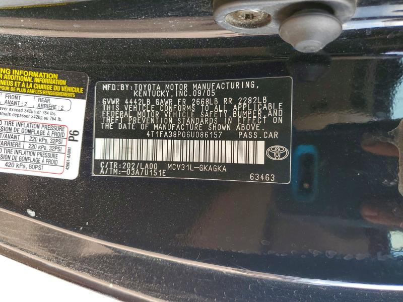 Aukcja sprzedaży 2006 Toyota Camry Solara, vin: 4T1FA38P06U086157, numer aukcji: 64980706